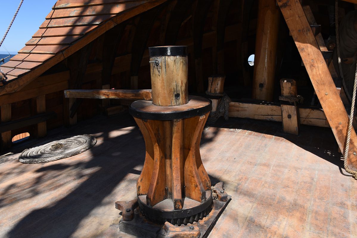 16E The Windlass On Nao Victoria Replica Commanded By Ferdinand Magellan Near Punta Arenas Chile